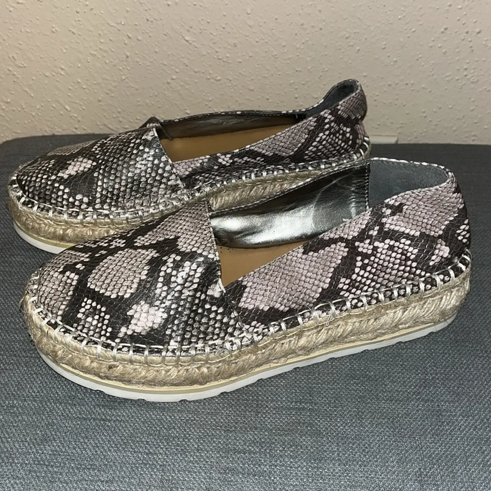 Sz 7.5 Carlos Santana Snake Platform Edith Espadrille SlipOn Shoes Natural Brown